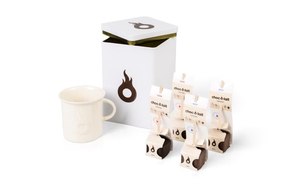 Giftbox "Choc-o-lait tas met 4 sticks"