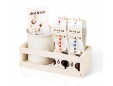 Giftpack WoodenBox - Choc-o-lait tas met 4 sticks